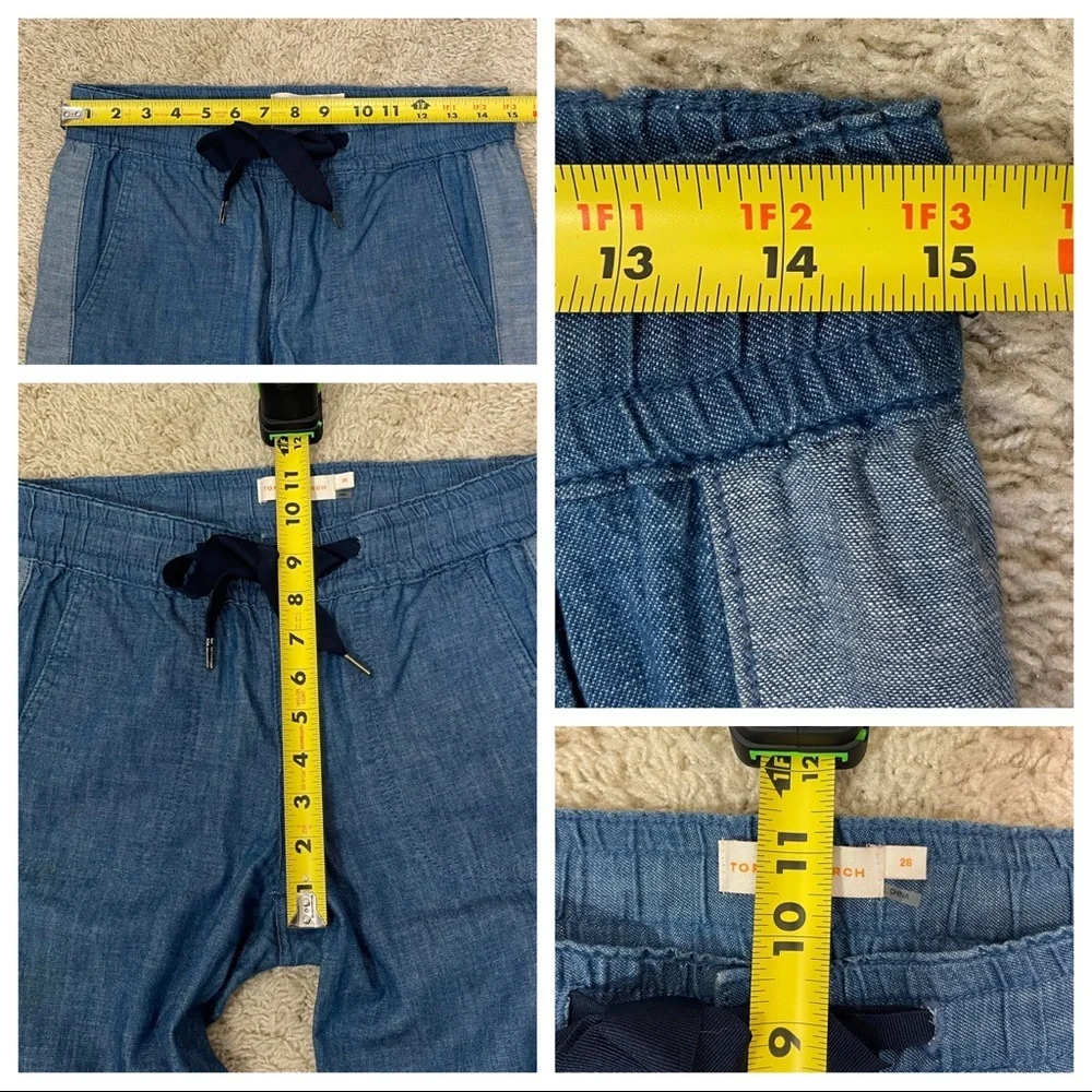 Tory Burch Blue Allegra Ribbon Casual Pants